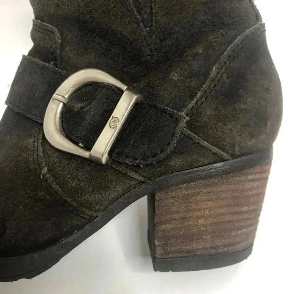 Born Dark Brown Suede Buckled Distressed Booties Women's Size 6.5 - Picture 6 of 13